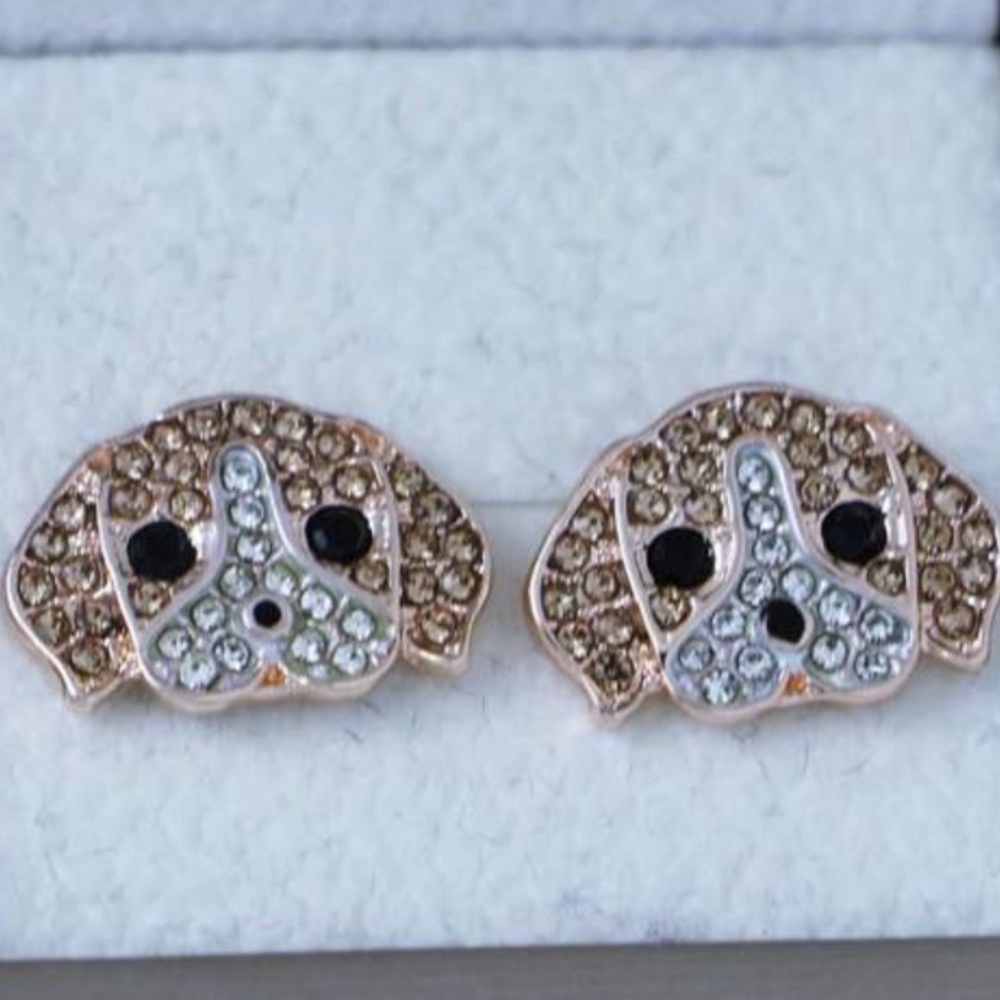 Beagle Earrings, Beagle Rhinestone Earrings, Dog Earrings - Picture 6 of 10